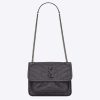 Saint Laurent YSL Women Niki Baby Crinkled Vintage-Light Grey