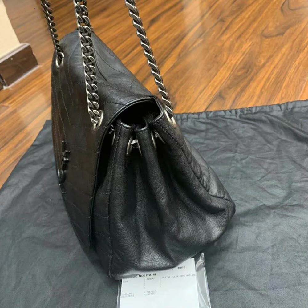 Saint Laurent YSL Women Nolita Medium Bag Vintage Leather-Black 4 Saint Laurent YSL Women Nolita Medium Bag Vintage Leather-Black - Image 4