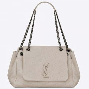 Saint Laurent YSL Women Nolita Medium Bag Vintage Leather White