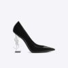 Saint Laurent YSL Women Opyum 110 Pump Black Patent Leather-Silver