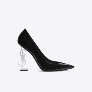 Saint Laurent YSL Women Opyum 110 Pump Black Patent Leather-Silver