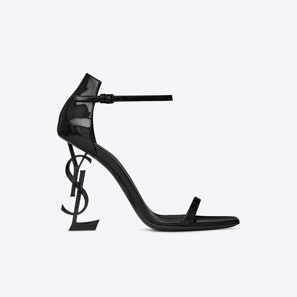 Saint Laurent YSL Women Opyum 110 Sandals Patent Leather-Black