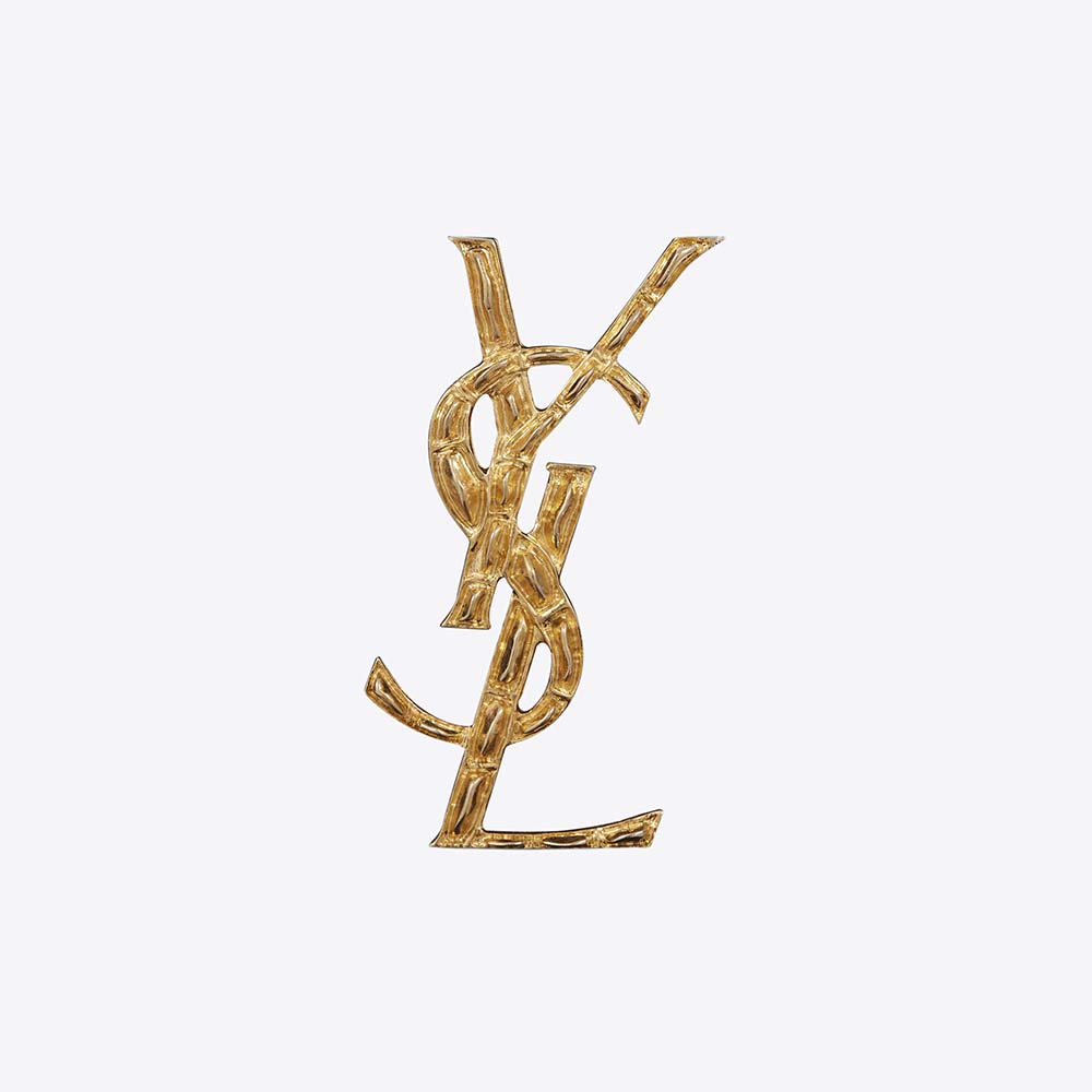 Saint Laurent YSL Logo Brooch - Gold for Women