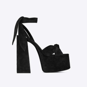 Saint Laurent YSL Women Paige Platform Sandals Suede 14.5 cm Heel