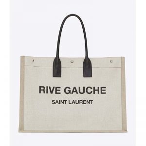 Saint Laurent YSL Women Rive Gauche Tote Bag Linen Leather