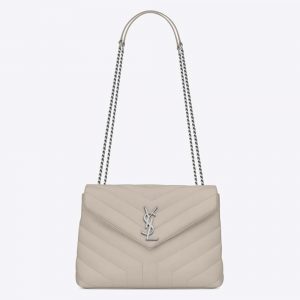 Saint Laurent YSL Women Small Loulou Bag Y Quilted Leather-White