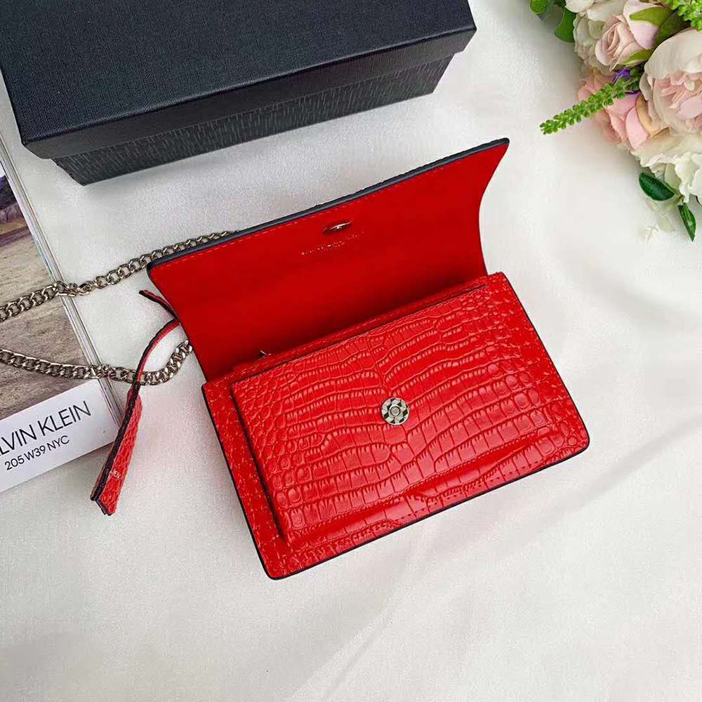 Saint Laurent YSL Women Sunset Medium Crocodile Embossed Shiny-Red 5 Saint Laurent YSL Women Sunset Medium Crocodile Embossed Shiny-Red - Image 5