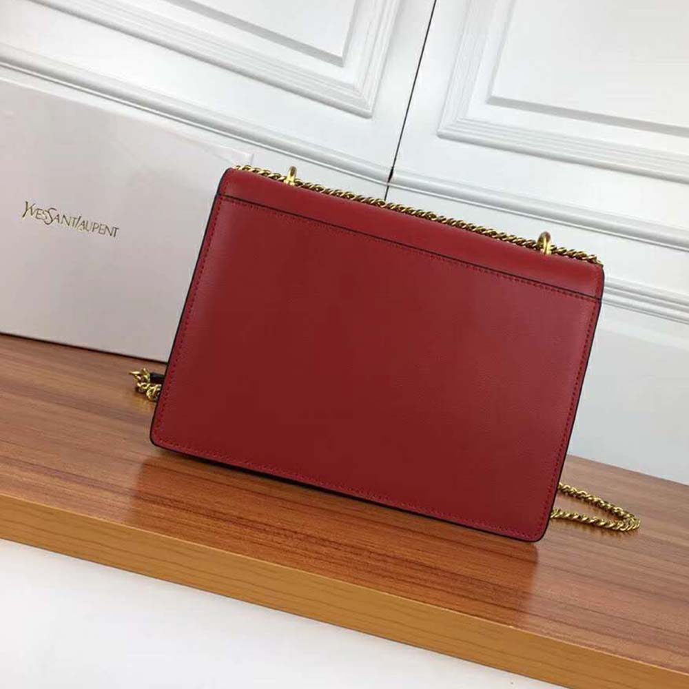 Saint Laurent YSL Women Sunset Medium in Smooth Leather-Red 4 Saint Laurent YSL Women Sunset Medium in Smooth Leather-Red - Image 4