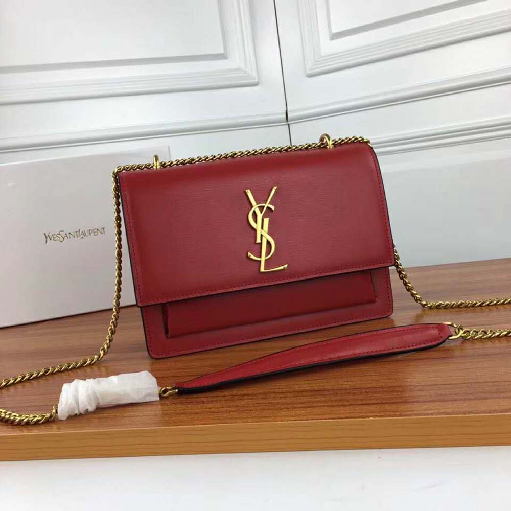 Saint Laurent YSL Women Sunset Medium in Smooth Leather-Red 3 Saint Laurent YSL Women Sunset Medium in Smooth Leather-Red - Image 3
