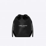 Saint Laurent YSL Women Teddy Drawstring Bag Smooth Leather-Black
