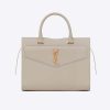 Saint Laurent YSL Women Uptown Medium Tote Shiny Smooth-White