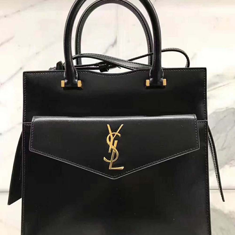 Saint Laurent YSL Women Uptown Small Tote Shiny Smooth Leather-Black 5 Saint Laurent YSL Women Uptown Small Tote Shiny Smooth Leather-Black - Image 5