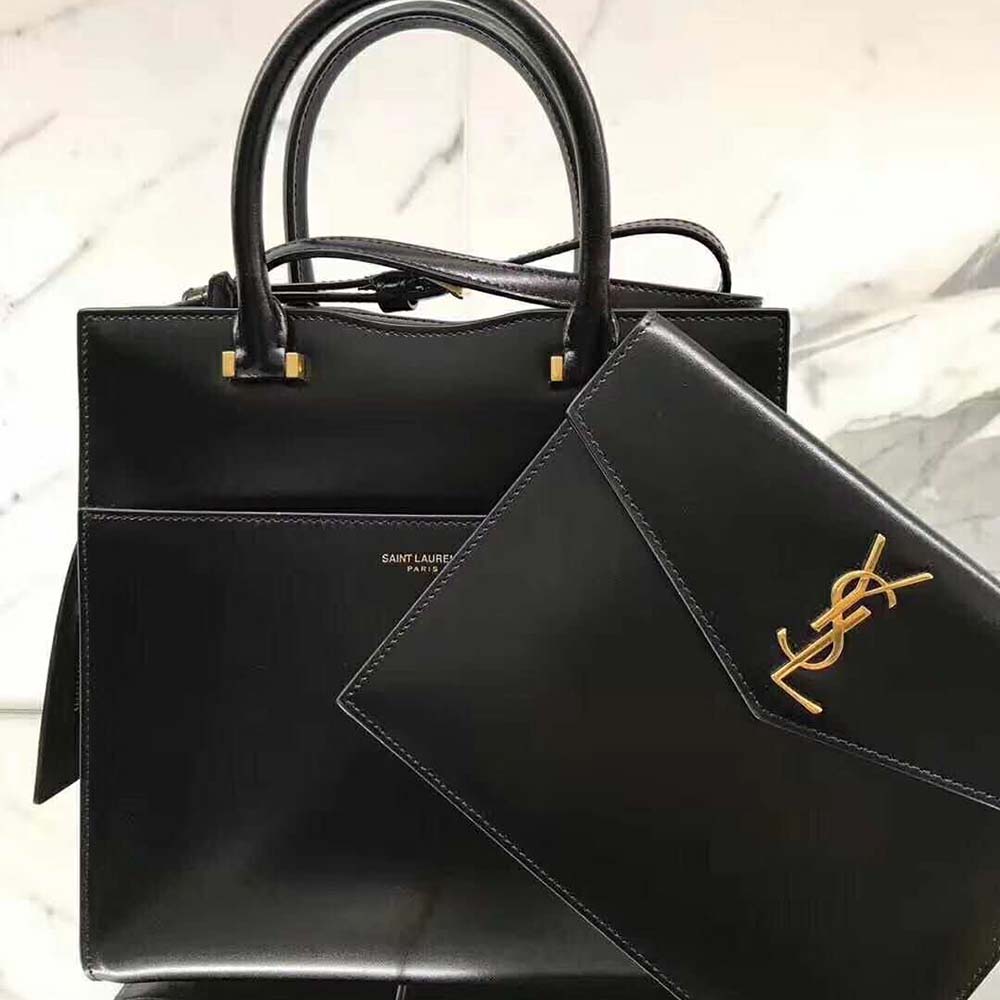 Saint Laurent YSL Women Uptown Small Tote Shiny Smooth Leather-Black 8 Saint Laurent YSL Women Uptown Small Tote Shiny Smooth Leather-Black - Image 8