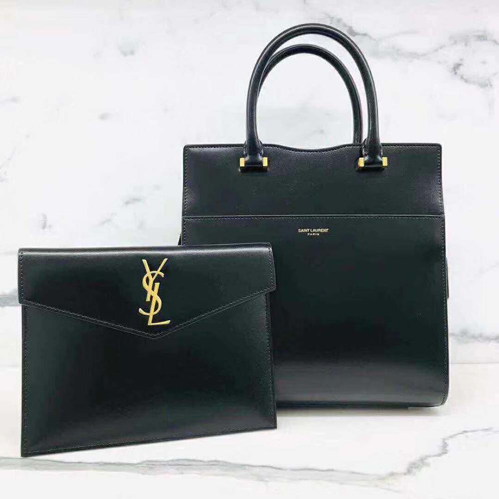 Saint Laurent YSL Women Uptown Small Tote Shiny Smooth Leather-Black 2 Saint Laurent YSL Women Uptown Small Tote Shiny Smooth Leather-Black - Image 2