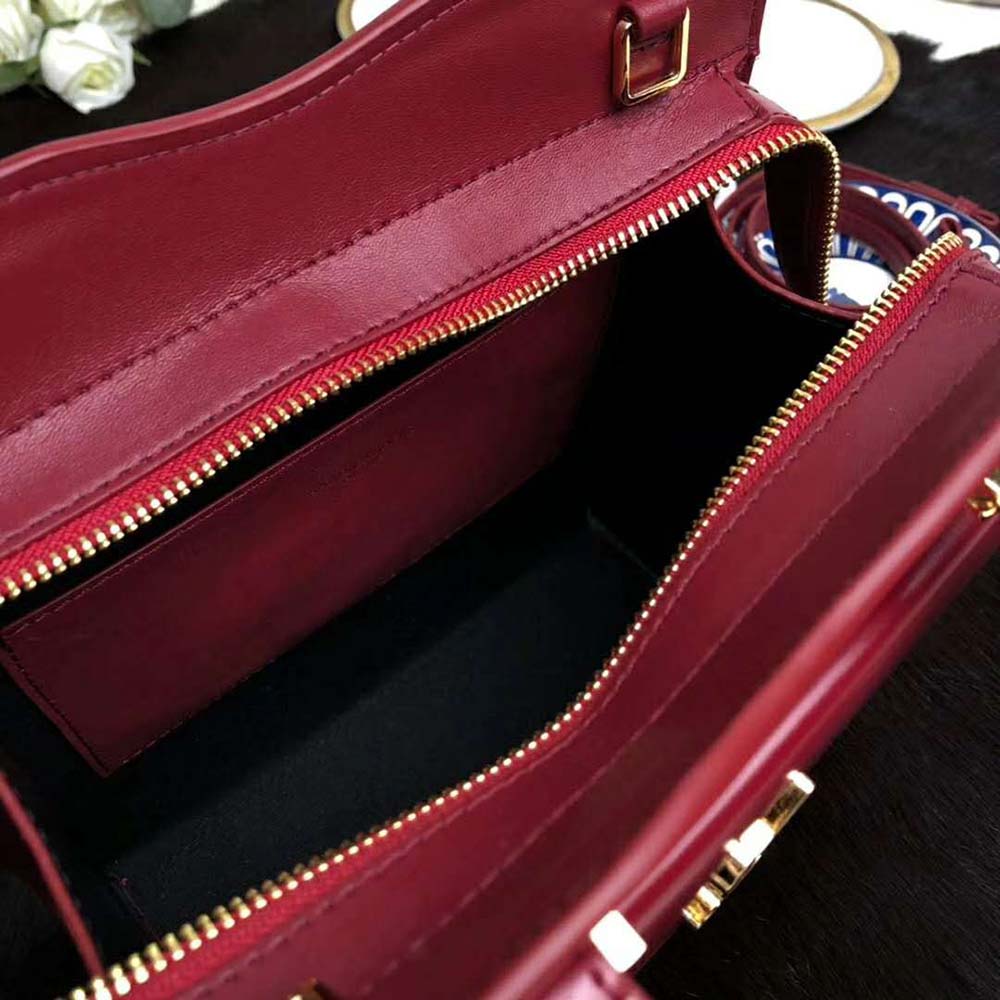 Saint Laurent YSL Women Uptown Small Tote Shiny Smooth-Red 11 Saint Laurent YSL Women Uptown Small Tote Shiny Smooth-Red - Image 11