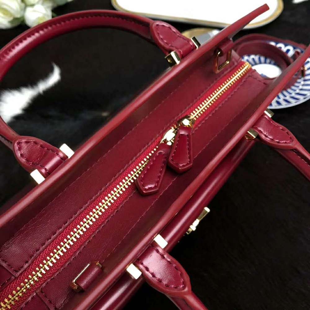 Saint Laurent YSL Women Uptown Small Tote Shiny Smooth-Red 10 Saint Laurent YSL Women Uptown Small Tote Shiny Smooth-Red - Image 10