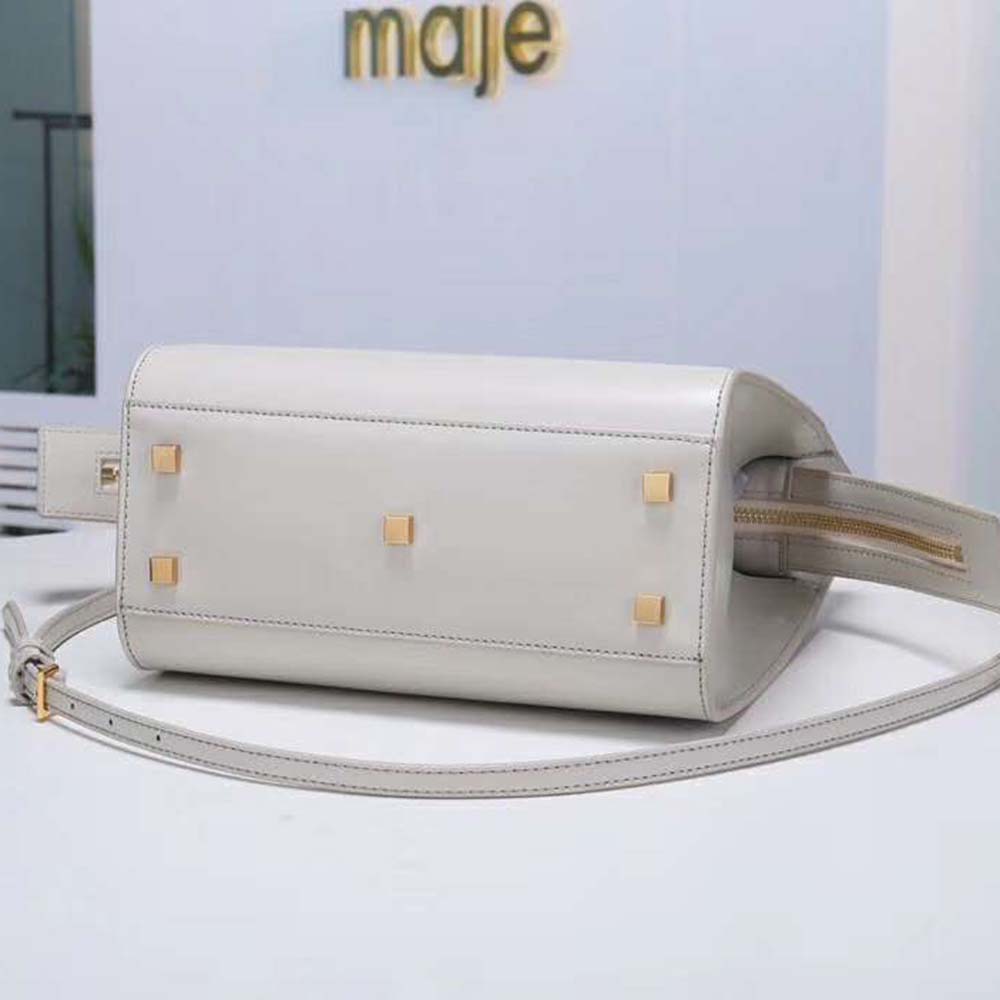 Saint Laurent YSL Women Uptown Small Tote Shiny Smooth-White 6 Saint Laurent YSL Women Uptown Small Tote Shiny Smooth-White - Image 6
