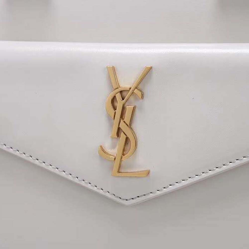 Saint Laurent YSL Women Uptown Small Tote Shiny Smooth-White 8 Saint Laurent YSL Women Uptown Small Tote Shiny Smooth-White - Image 8