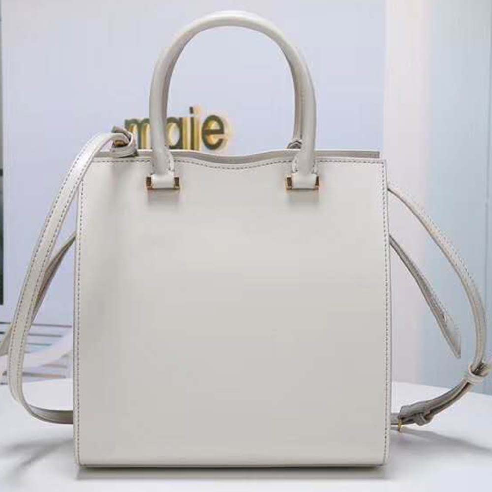 Saint Laurent YSL Women Uptown Small Tote Shiny Smooth-White 5 Saint Laurent YSL Women Uptown Small Tote Shiny Smooth-White - Image 5