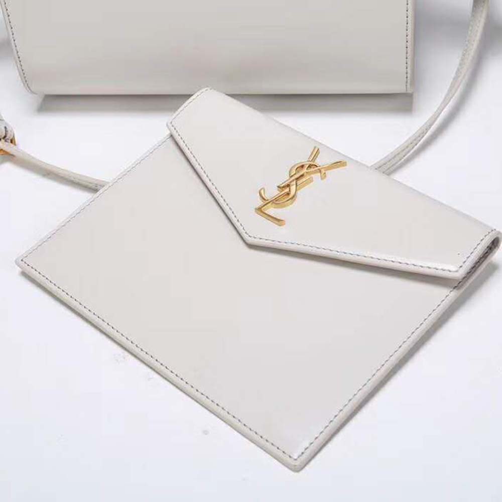 Saint Laurent YSL Women Uptown Small Tote Shiny Smooth-White 7 Saint Laurent YSL Women Uptown Small Tote Shiny Smooth-White - Image 7