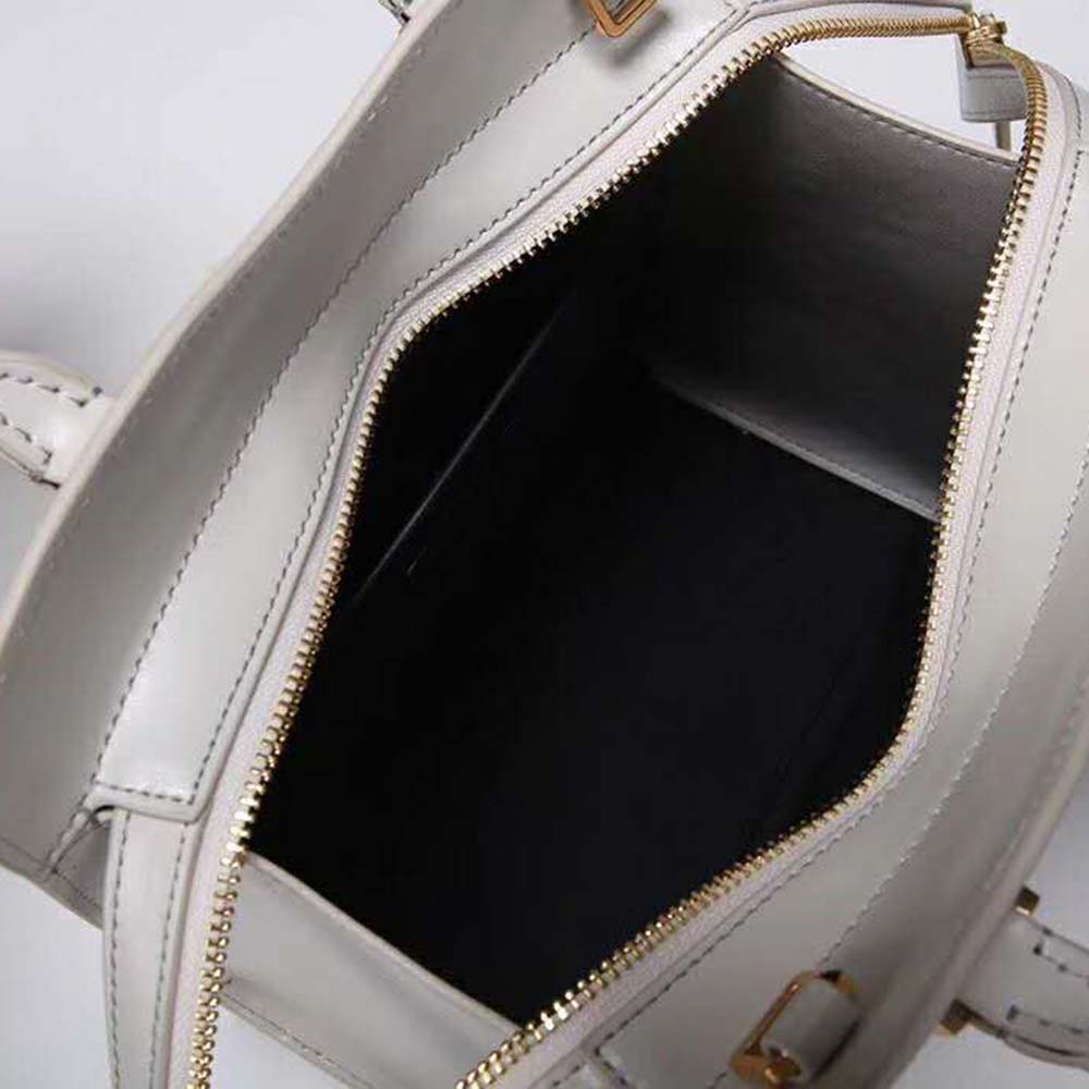 Saint Laurent YSL Women Uptown Small Tote Shiny Smooth-White 9 Saint Laurent YSL Women Uptown Small Tote Shiny Smooth-White - Image 9