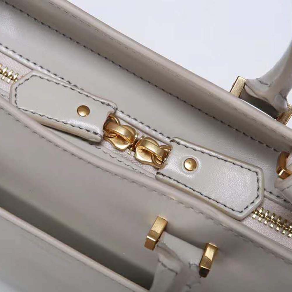 Saint Laurent YSL Women Uptown Small Tote Shiny Smooth-White 10 Saint Laurent YSL Women Uptown Small Tote Shiny Smooth-White - Image 10
