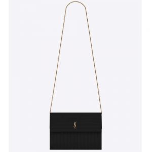 Saint Laurent YSL Women Victoire Chain Bag Crinkled Leather-Black