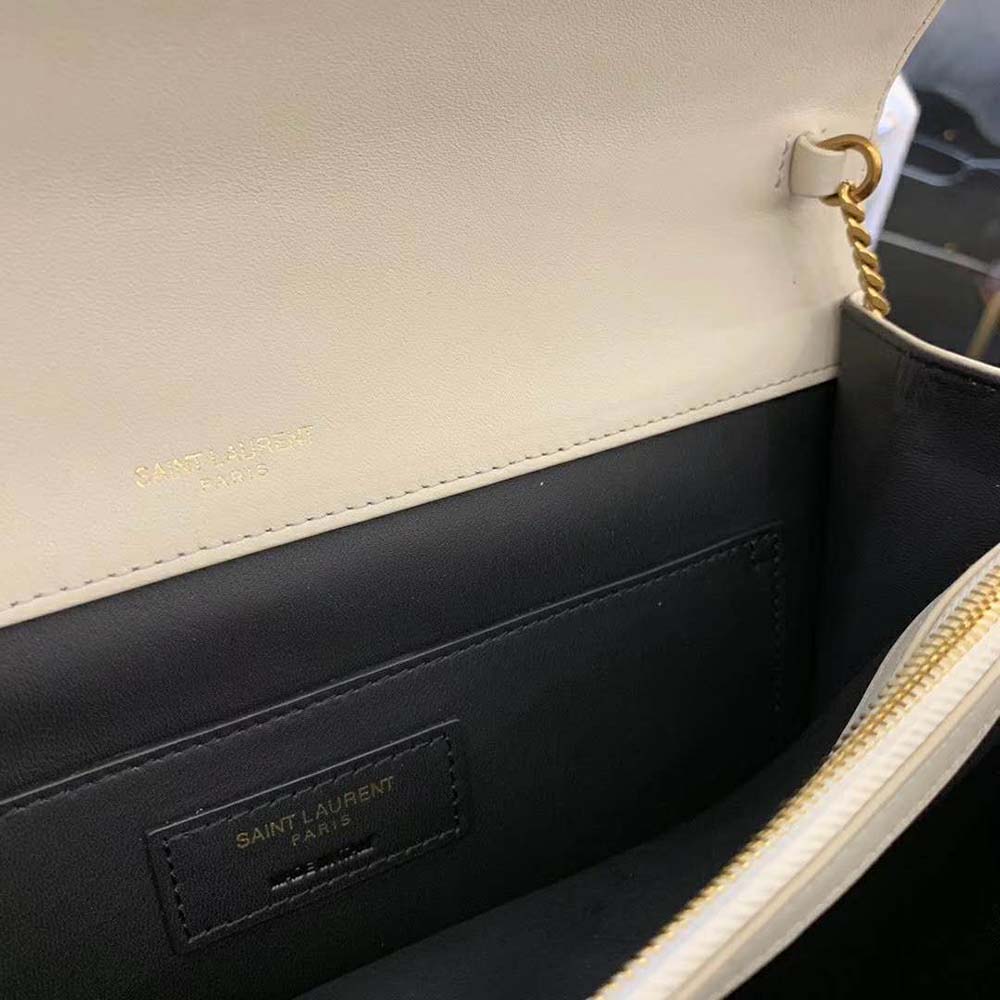 Saint Laurent YSL Women Victoire Chain Bag Crinkled Leather-White 11 Saint Laurent YSL Women Victoire Chain Bag Crinkled Leather-White - Image 11