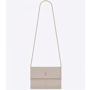 Saint Laurent YSL Women Victoire Chain Bag Crinkled Leather-White