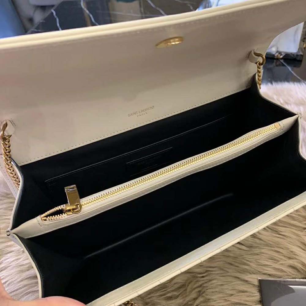Saint Laurent YSL Women Victoire Chain Bag Crinkled Leather-White 6 Saint Laurent YSL Women Victoire Chain Bag Crinkled Leather-White - Image 6