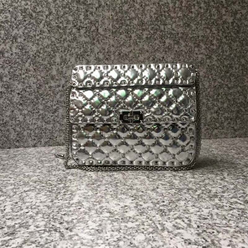 valentino rockstud spike bag silver