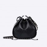 Valentino Women Small Rockstud Bucket Bag in Calfskin Leather-Black