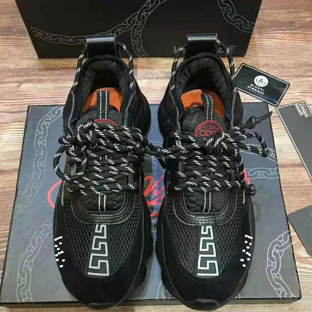 Versace Men Chain Reaction Sneakers-Black 3 Versace Men Chain Reaction Sneakers-Black - Image 3