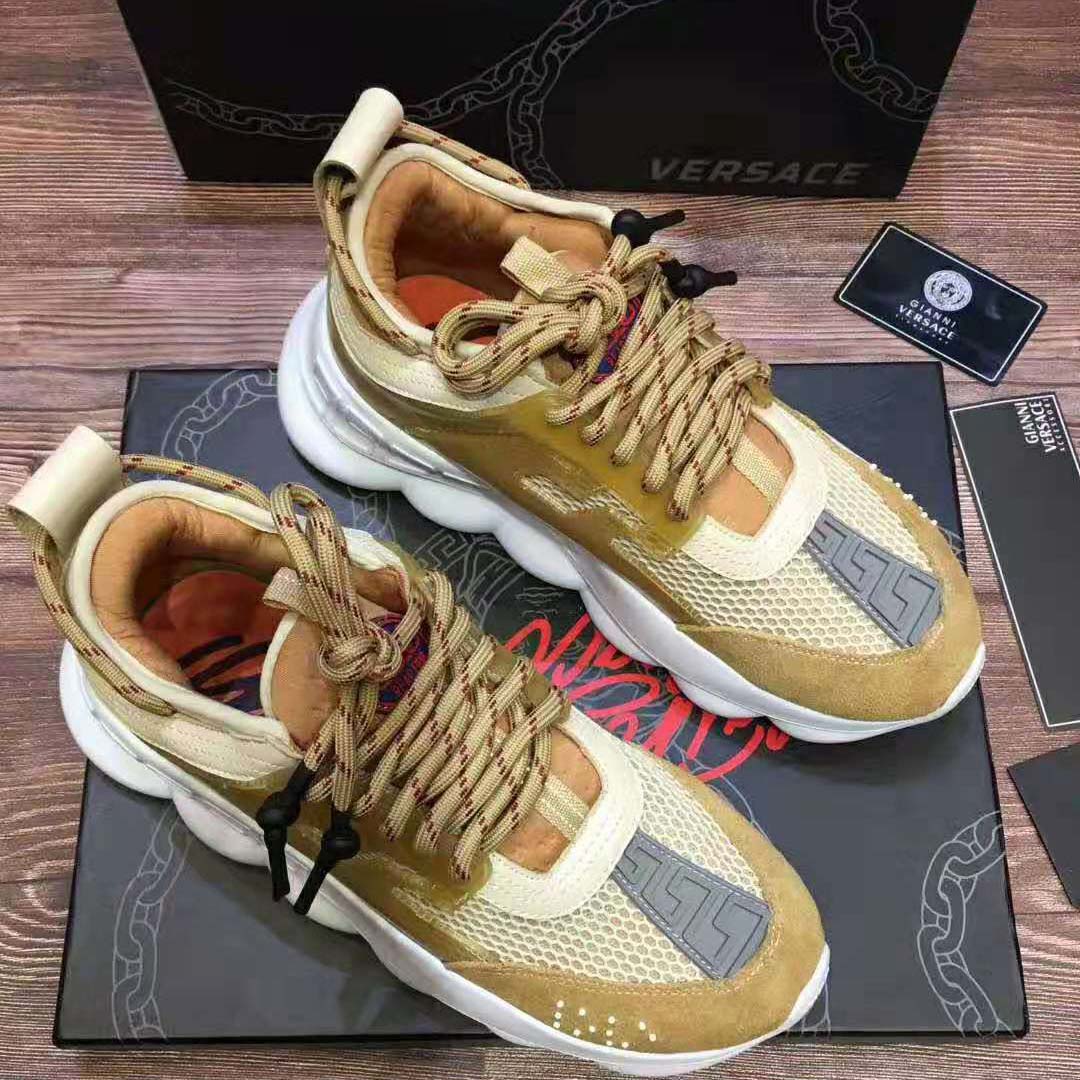 Versace Men Chain Reaction Sneakers-Gold 5 Versace Men Chain Reaction Sneakers-Gold - Image 5