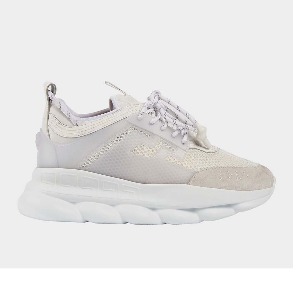 Versace Men Chain Reaction Sneakers-White