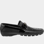 Versace Men Greca Embossed Driver Shoes-Black