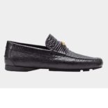 Versace Men Imola Leather Moccasins Shoes Black