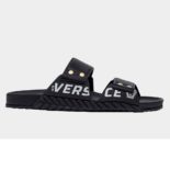 Versace Men Speed Logo Leather Sandals-Black