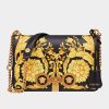 Versace Women Medium Barocco Icon Shoulder Bag Calf Leather-Black