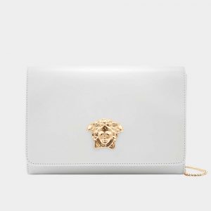 Versace Women Medusa Head Evening Clutch Bag-White