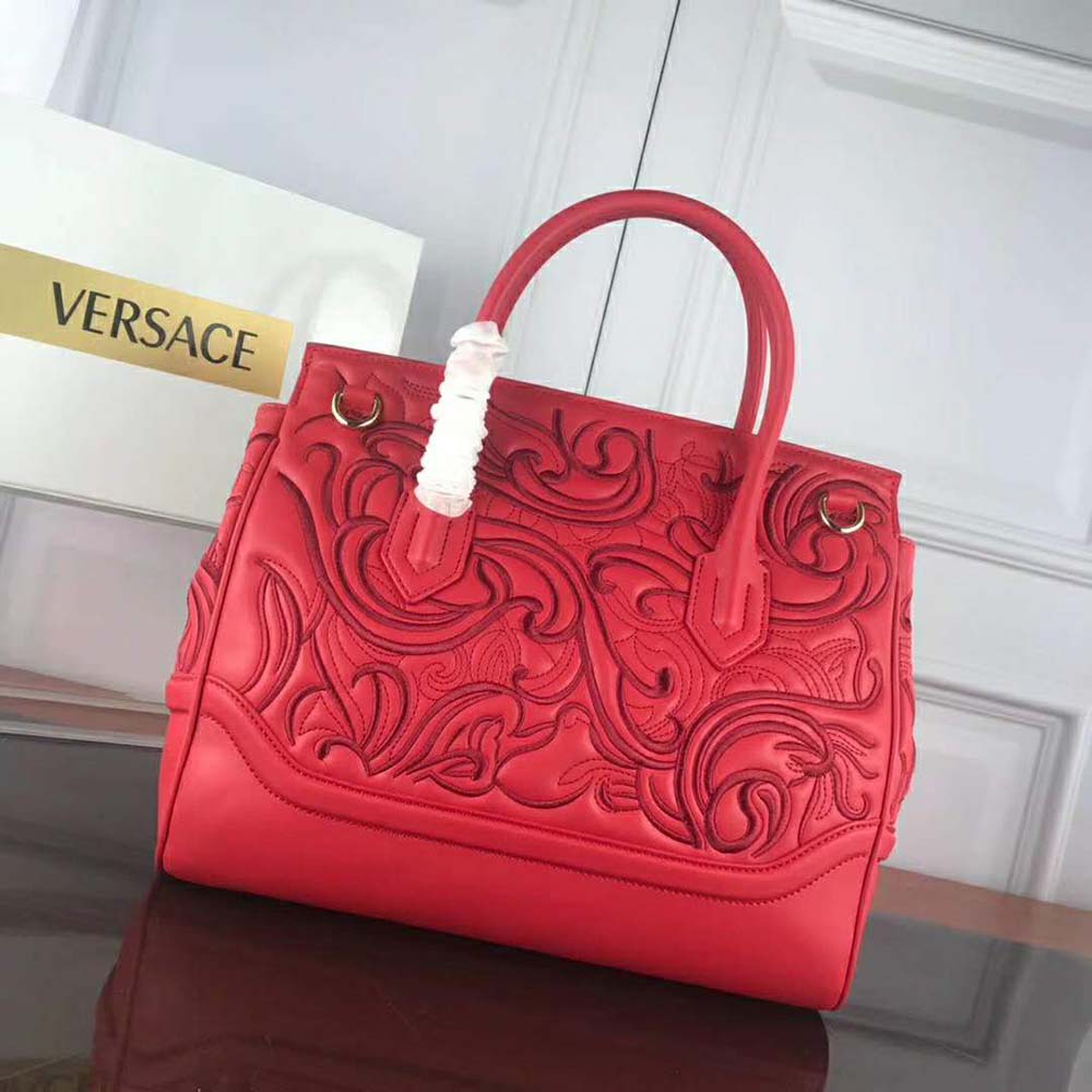 Palazzo empire leather handbag Versace Red in Leather - 30847499