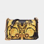 Versace Women Small Barocco Icon Shoulder Bag Calf Leather-Black