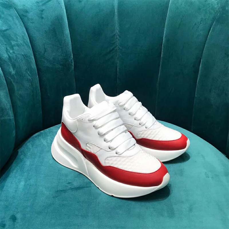 Alexander Mcqueen Unisex Oversized Runner in Nappa Calf Leather-Red - Image 2