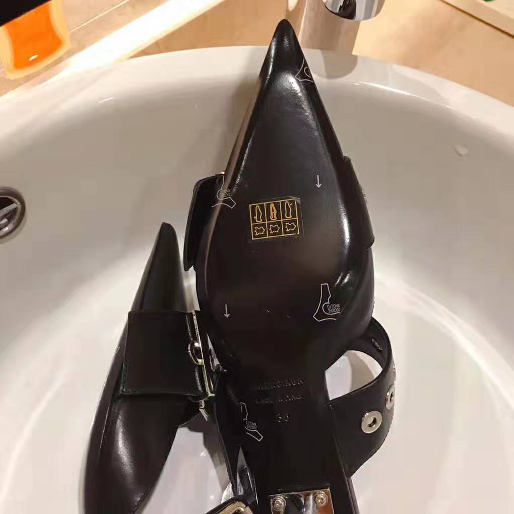 Balenciaga Women Belt 40mm Mule Pumps in Black Shiny Leather - Image 10