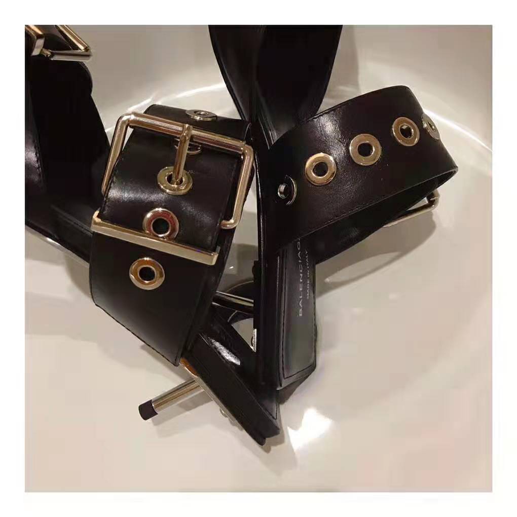 Balenciaga Women Belt 40mm Mule Pumps in Black Shiny Leather - Image 6