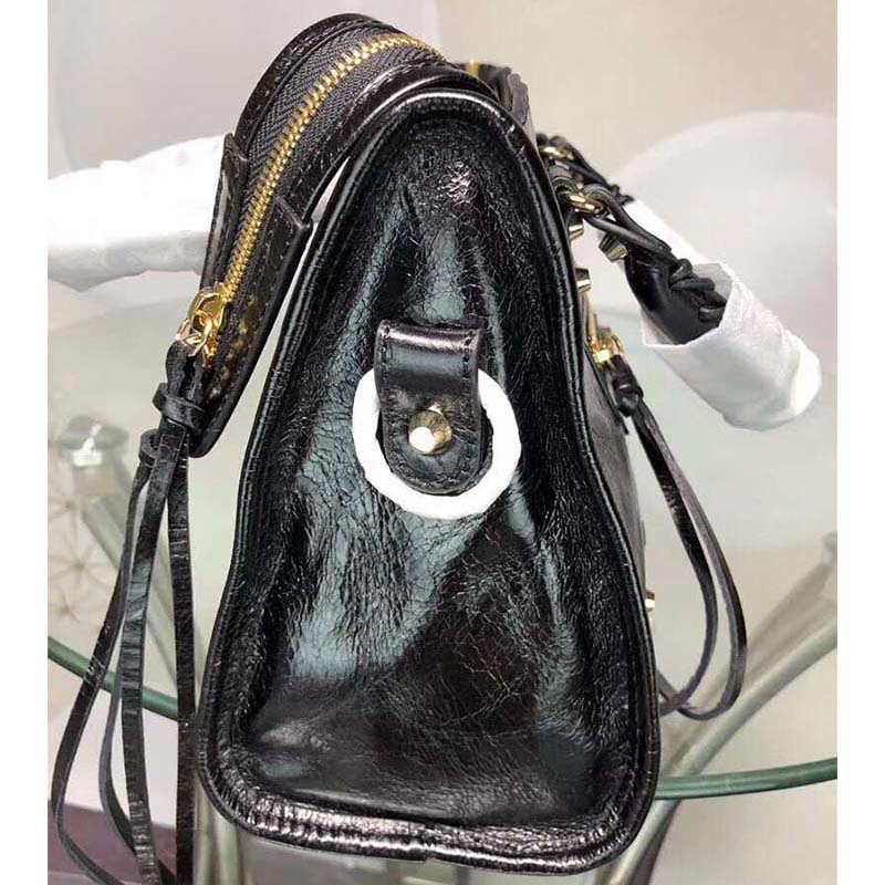 Balenciaga Women Lambskin Mini Bag with "Classic" Shiny Hardware-Black - Image 4