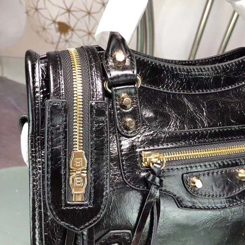 Balenciaga Women Lambskin Mini Bag with "Classic" Shiny Hardware-Black - Image 7