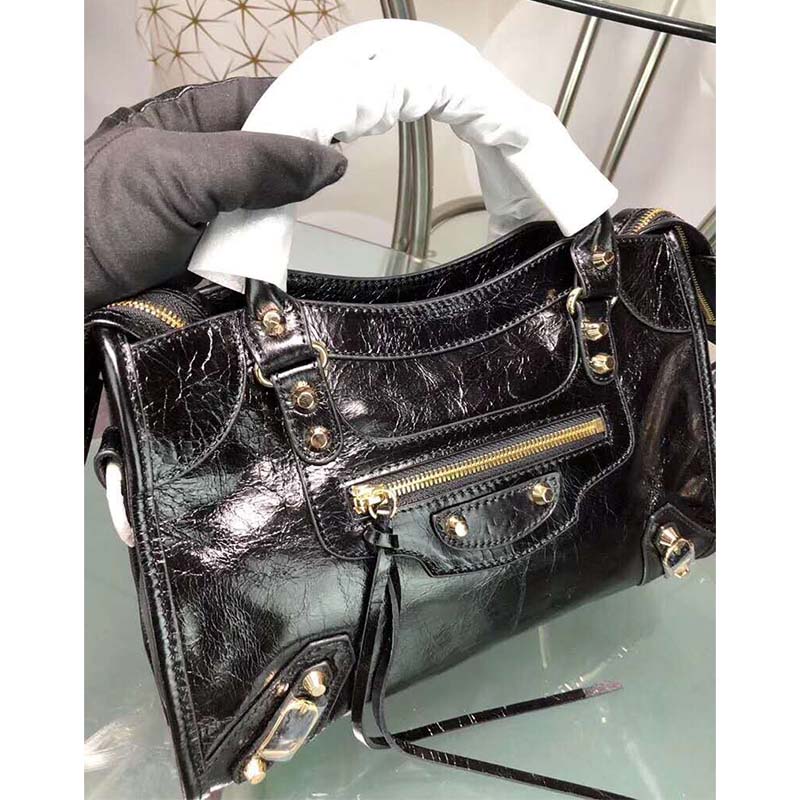 Balenciaga Women Lambskin Mini Bag with "Classic" Shiny Hardware-Black - Image 6