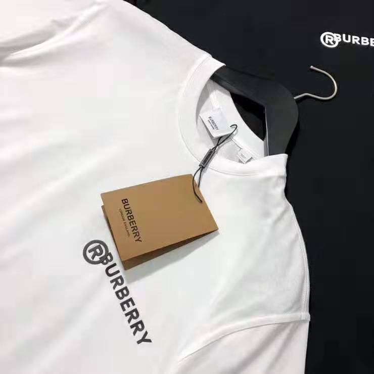 Burberry Men Logo Print Cotton Oversized T-Shirt-White