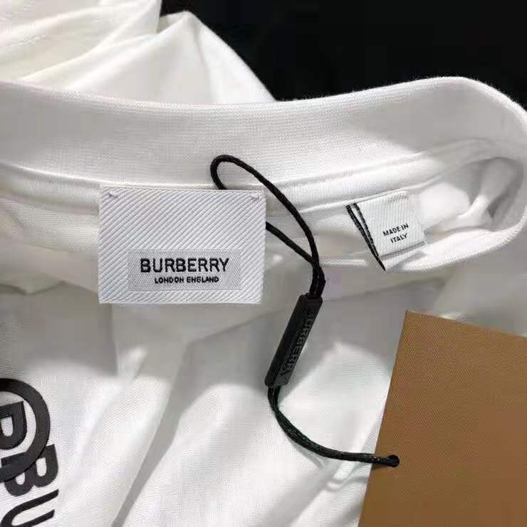 Burberry Men Logo Print Cotton Oversized T-Shirt-White